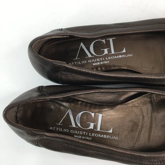 AGL Brown Cap Toe Leather Flats 558034 Size 37.5 - Picture 4 of 11